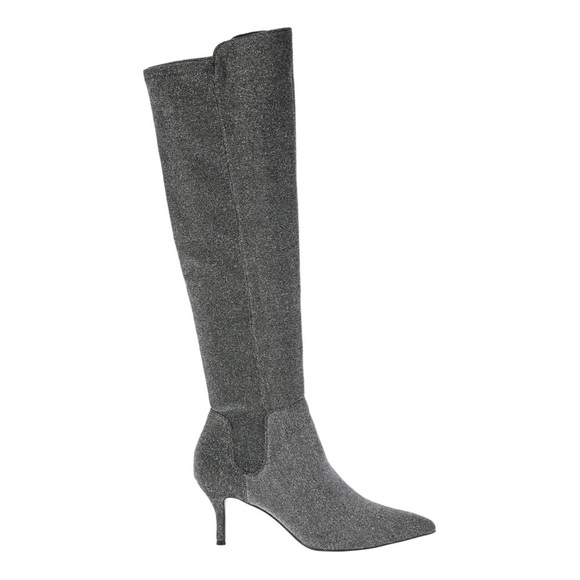 Charles by Charles David | Atypical Tall Boots in Gunmetal Silver Glitter Sz 6.5 - Picture 1 of 13